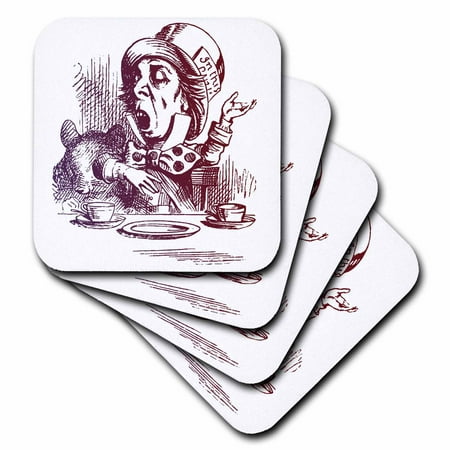 

3dRose Mad Hatter Tea Party vintage Alice in Wonderland Soft Coasters set of 8