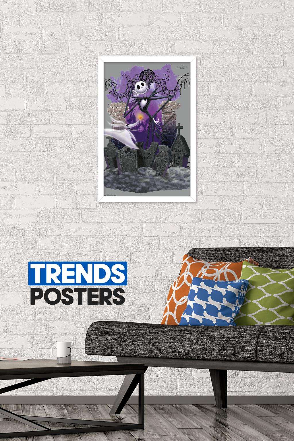 Disney Tim Burton's The Nightmare Before Christmas - Jack And Zero Wall Poster, 14.725" x 22.375", Framed