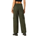 thumbnail image 3 of Pantalones cargo de mujer Daring Diva de tiro medio, anchos y holgados, estilo Y2K, casuales con bolsillos en verde ejército, 3 of 6