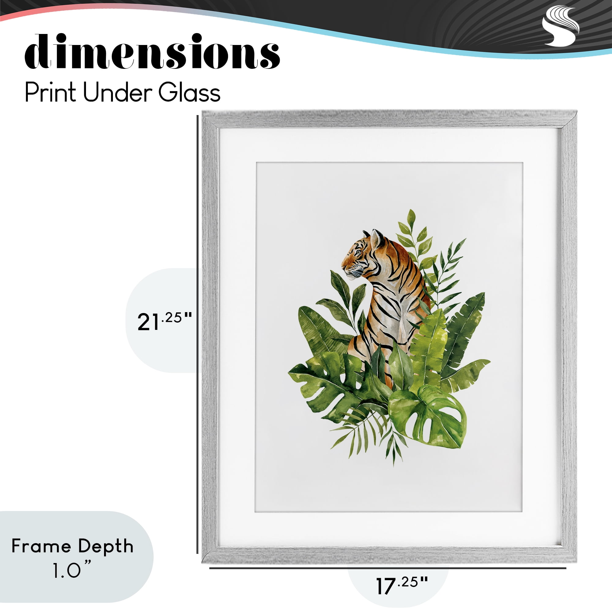 Stupell Industries Exotic Jungle Tiger Gray Framed Print Under Glass, design by Bethany Sandoval