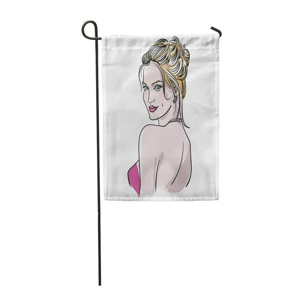 POGLIP Blue Artistic Portrait of Beautiful Woman on Colorful Attractive Garden Flag Decorative Flag House Banner 12x18 inch