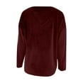 thumbnail image 4 of GaThRRgYP Womens Long Sleeve T Shirt,Women'S Solid-Color V-Neck Casual Long-Sleeved Pullover Top Wine L, 4 of 9