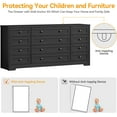 thumbnail image 7 of 12 Drawers Dresser for Bedroom Wooden, Modern Wide TV Stand Dressers for 65 Inch TV, Wood Chest of Drawers, Farmhouse Clothes Storage for Living Room, Hallway, Black, 7 of 7