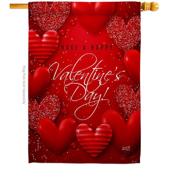 Angeleno Heritage H137398-BO 28 x 40 in. All of Heart House Flag with Spring Valentines Double-Sided Decorative Vertical Decoration Banner Garden Yard Gift