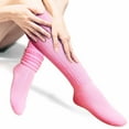 thumbnail image 6 of HAPIMO 3 Pairs, Solid Color Slouch Socks Bubble Socks Breathable Winter Thermal Knitted Socks Warm Christmas Scrunch Socks Cute Calf Crew Socks Xmax Gift Pink, 6 of 9