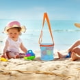 thumbnail image 3 of Swimming Pool Accessories Colorful Mesh Beach Bags Portable Foldable Sea Bag with Adjustable Straps for Toy Storage and Beach, 3 of 5