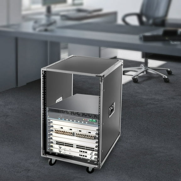 Miumaeov 19 inch 16U 4 Post Server Rack Open Frame Rolling Network Data Rack w/ Casters