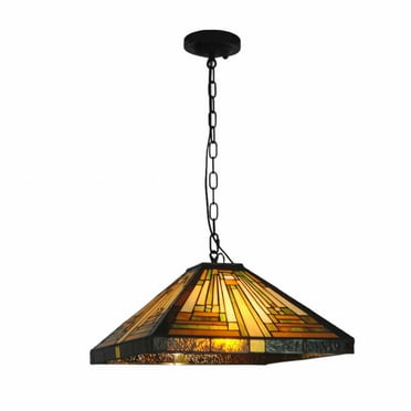 Vintage Stained Glass Pendant Lamp, Ceiling Fixture Hanging Light, Tiffany Style Pendant Light