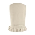 thumbnail image 6 of Womens Crochet Crop Tank Tops Sleeveless Crew Neck Ruffle Summer Boho Knit Sweater Vest Beige Size S, 6 of 6