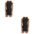 thumbnail image 3 of Sonducket Vestido estético Faldas casuales Traje de verano Cuello Top acanalado Ropa de mujer Lavable Moda Sexy Negro Negro 3XL 2piezas, 3 of 6