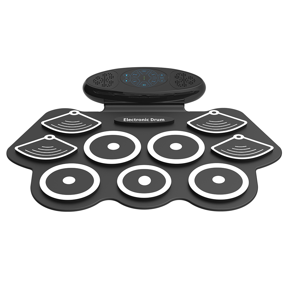 Portable 9 Pads Electronic Drum Set Roll Up Silicone Practice Drum