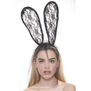 Kayso LL007BK Cute Floral Black Lace Net Veil Mask with Long Bunny Ears