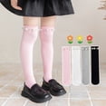 thumbnail image 5 of fnnxnal Girls Knee High Socks Pink Ribbed Cotton Pearl Decorated Stretchy School Uniform for 3-13 Years,Size 8-13T, 5 of 7