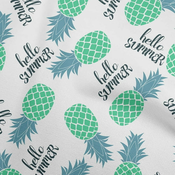oneOone Polyester Spandex Sea Green Fabric Tropical Pineapple Fabric For Sewing Printed Craft Fabric By The Yard 56 Inch Wide