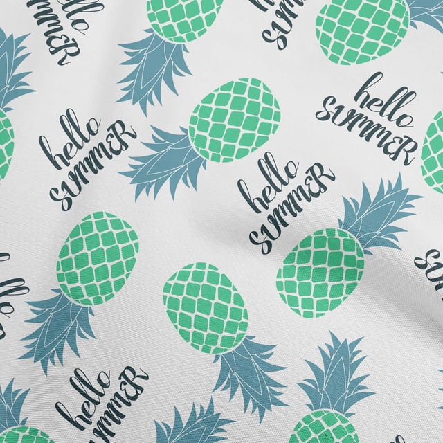 oneOone Cotton Flex Sea Green Fabric Tropical Pineapple Sewing Craft Projects Fabric Prints By Yard 40 Inch Wide