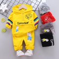 thumbnail image 2 of Spring New Boys Girls Clothes Set With Letters Dinosaur Pattern Hooded Long-Sleeved Trousers Two-Piece Children'S Jumpsuit, 2 of 6