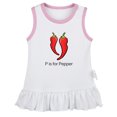 thumbnail image 2 of iDzn P is For Pepper Novelty Veggies Dresses For Baby, Newborn Babies Skirts, Infant Princess Dress, 0-24M Kids Graphic Clothes (White Sleeveless Dresses, 0-6 Months), 2 of 4