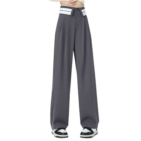 XuJwPNcy Dress Pants for Women High Waist Casual Wide Leg Work Pants Business Office Trousers with Pockets