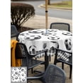 thumbnail image 5 of Outdoor Tablecloth with Umbrella Hole for Patio/Picnic/Party/Camping, Football Sports Waterproof Table Cloth Square Cover Washable, Modern Balls Black White Checkered (60"x 60"), 5 of 9