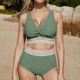 thumbnail image 1 of Traje de baño de moda para mujer, conjuntos de bikini de cintura alta, dos piezas, traje de baño con nudo recortado, traje de baño de nailon para mujer, 1 of 8