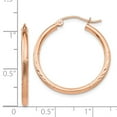 thumbnail image 3 of 14k Rose Gold Diamond-Cut Hoop Brushed Matte Finish Earrings 25mm, 3 of 4