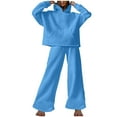 thumbnail image 2 of Womens Fashion Hoodie and Sweatpant Sets for Women Lounge Sports Jogging Outfits Fall Winter Loose Sweatsuits (M, Blue), 2 of 6