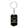 thumbnail image 1 of Dad Raises Carpenter Swivel Keychain Woodworker Dog Tag Stainless Steel or 18k Gold, 1 of 8