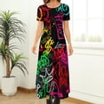 thumbnail image 3 of Robe Graffiti Inspirée, Imprimé Lettres Colorées, Robe Maxi Rétro, Mode de Rue Bohème, Robes Longues pour Femmes, Manches Courtes, Vestidos, 3 of 5