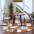 thumbnail image 3 of Retro Geometric Round Rugs for Living Room 5ft Art Decor Orange Gray Semicircle Non Slip Circle Rug Washable Low-Profile Indoor Carpet for Bedroom, Dining Room, Bathroom, 3 of 9