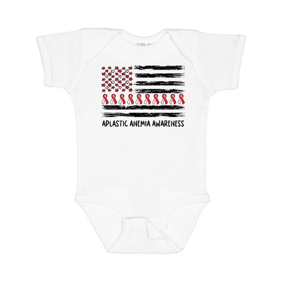 Inktastic Aplastic Anemia Awareness Red and White Ribbons and Flag Boys or Girls Baby Bodysuit