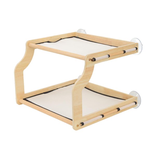 Hamaca para Gatos de Ventana, Cama Transpirable para Gatos de Interior, Ideal para Dormir Y Trepar, con Marco de Madera Y Fuertes Ventosas para El