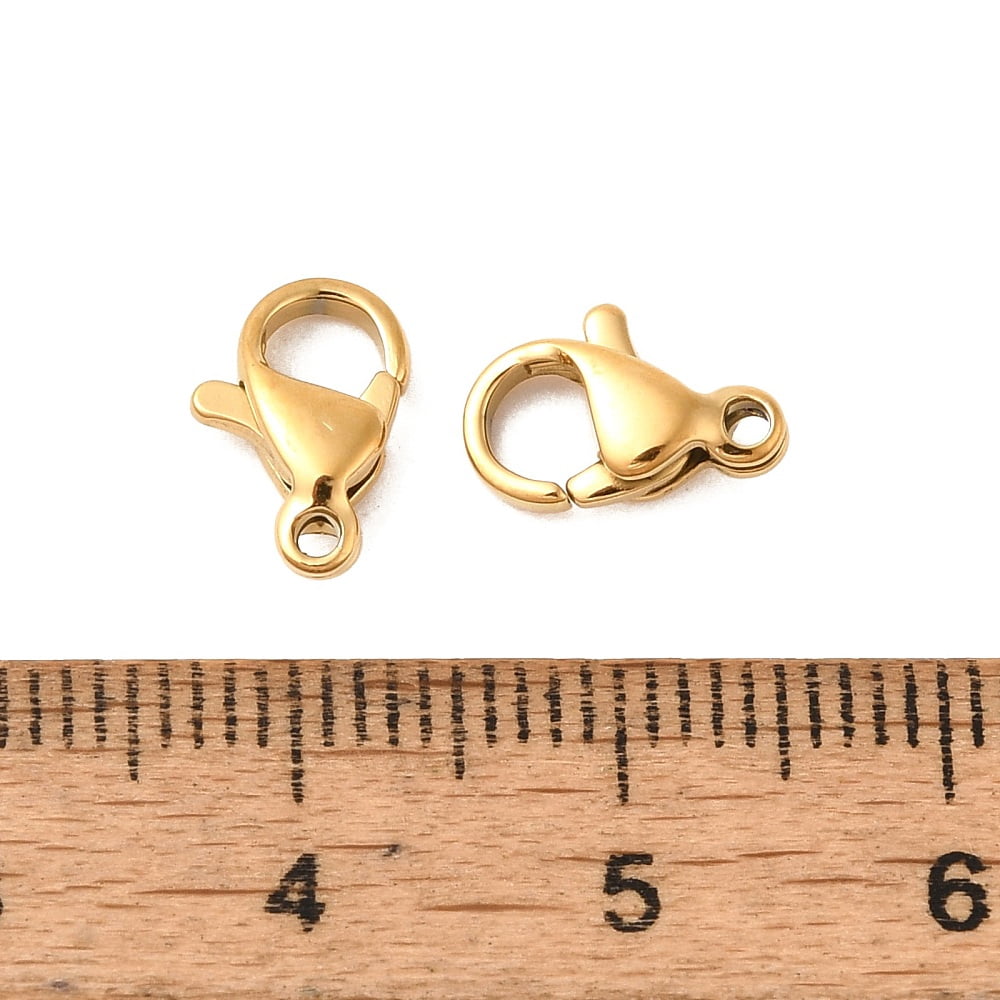 200pcs Ion Plating(IP) 304 Stainless Steel Lobster Claw Clasps Parrot Trigger Clasps golden 10x6x3mm Hole: 1.2mm