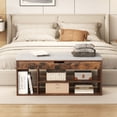 thumbnail image 2 of Gymax Shoe Bench Home Entryway Shoes Storage Bench w/ Padded Seat & Hidden Storage Brown, 2 of 10