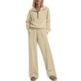 thumbnail image 2 of tarylea Two Piece Lounge Tracksuits for Women Long Sleeve 1/4 Zip Turn down Collar Pullover Straight Leg Pants Casual Loose Fall Comfy Outfits, 2 of 7