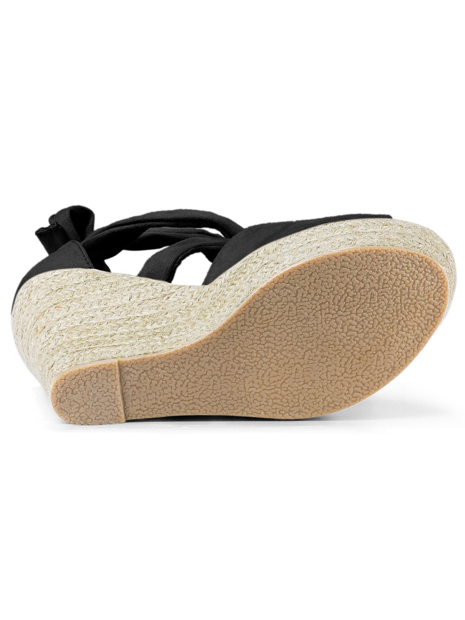 DARING DIVA Women's Lace Up Espadrilles Platform Wedges Sandals Black 8.5