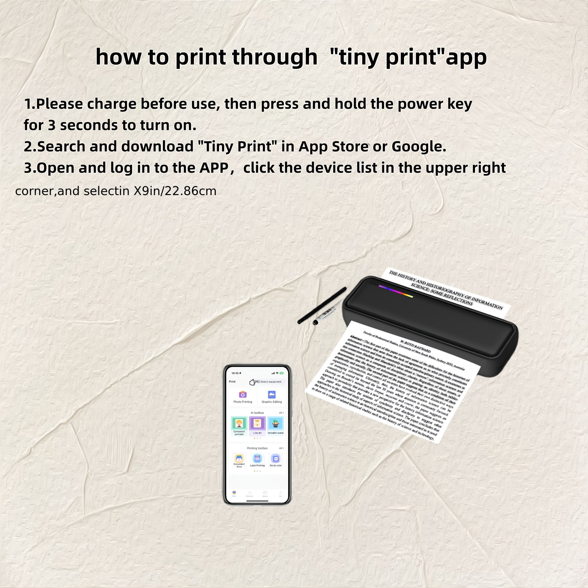 A4 Portable Ink Free Thermal Printer Multifunctional Printer for Tattoo Printing