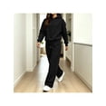 thumbnail image 2 of Zynoxe Womens Sweatsuits 2 Piece Set Long Sleeve Hooded Sweatshirt & Elastic Drawstring Waist Sweat Pants Suit Versatile Solid Color Tracksuit Set Lightweight Suit Set with Pockets Black S, 2 of 7