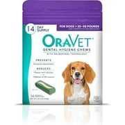 ORAVET Dental Chews for Dogs, Oral Care and Hygiene Chews (Medium Dogs, 25-50 lbs.) Purple Pouch, 14 Count