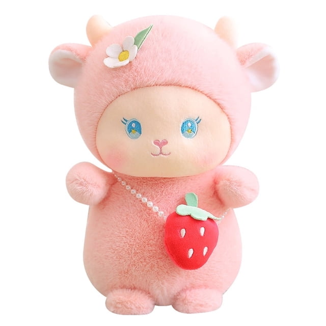 TITOUMI - Peluche de oveja, cordero de fresa, juguete suave PD, almohada para abrazar para niños, regalo para niña