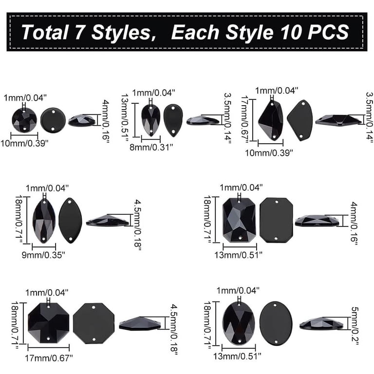 black stones for dress 1box 70 pcs 7 styles Acrylic Sew on Rhinestone Flatback Sewing Clothes Crafts Garments Accessories You may alter the