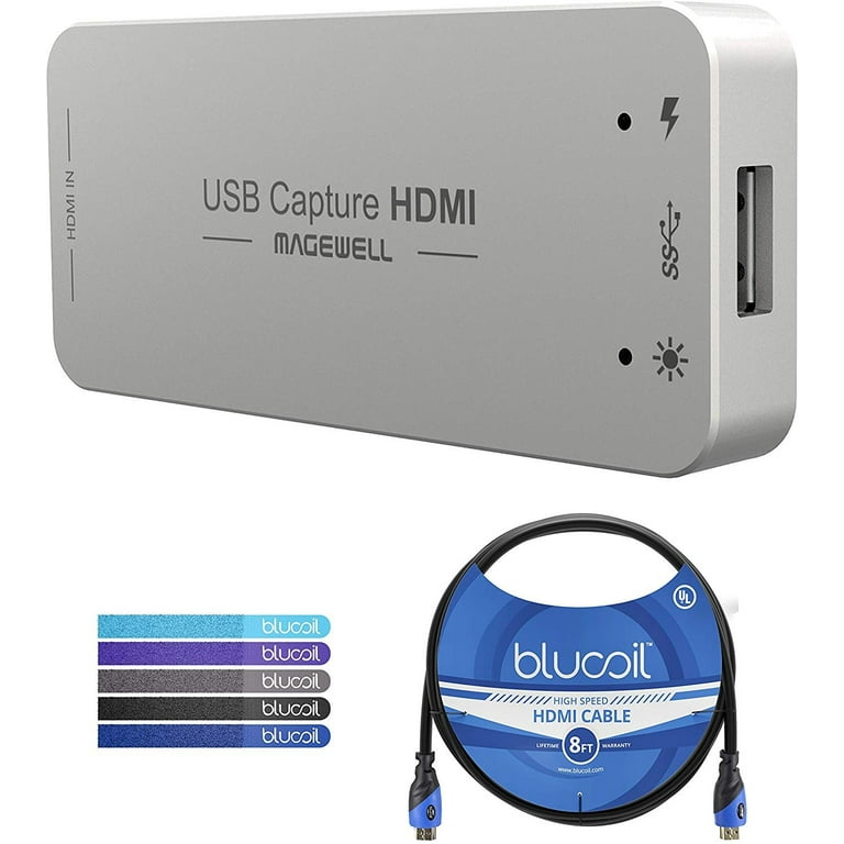 Magewell USB Capture HDMI Gen2 - USB 3.0 Video Capture Dongle with Blucoil HDMI Cable, 5x Ties Walmart.com
