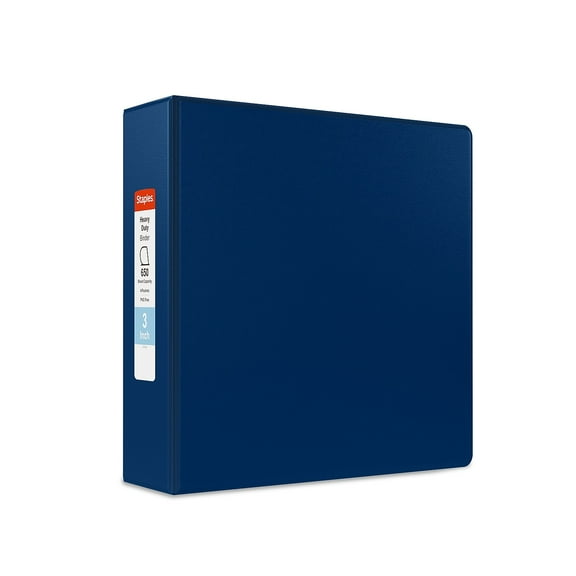 Staples Heavy Duty 3" 3-Ring Non-View Binder D-Ring Blue (ST56275-CC)