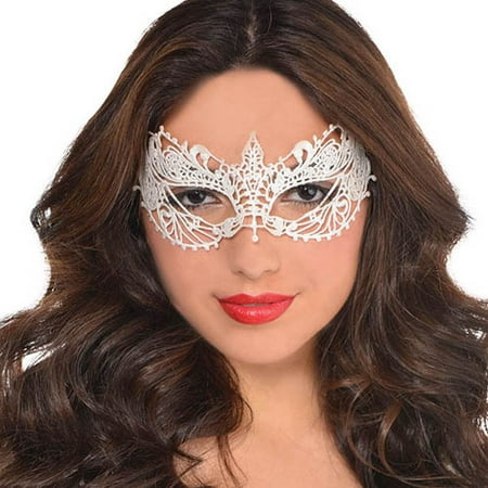 Halloween Adult White Lace Eye Mask (1ct)