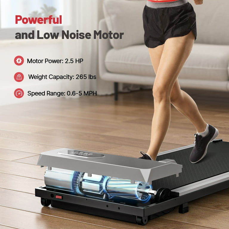 Bigzzia Flat Under Desk Treadmill Easy Storage Compact for Home Office Gym Silver Walmart