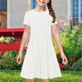 thumbnail image 5 of HomeGardon Girls Dress,Toddler Dress for Girls 2025 Toddler Kids Girls Cute Solid Color Print Short Sleeve Stretchy Dress A Line Dress,120-170, 5 of 9