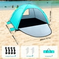 thumbnail image 5 of WARMTUYO Multi Pole Beach Tent for 2-3 Person, UPF 50+ Sun Shelter, Portable Extendable Beach Canopy, for Camping, Hiking, Outdoor, Fishing,with Zip and Privacy Screen - Green, 5 of 12