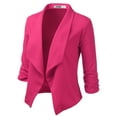 thumbnail image 2 of Doublju Women's Ruched 3/4 Sleeve Open Front Blazer Jacket with Plus Size, 2 of 4