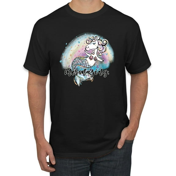 Wild Bobby, Mermazing Mermicorn Cute Gift Women Girls, Streetwear, Men's Graphic Tees, Black, Small