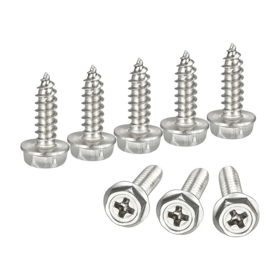 Phillips Hex Washer Self Tapping Screws, M3 x 10mm 304 Stainless Steel Hex Flange Sheet Metal Screw 25pack