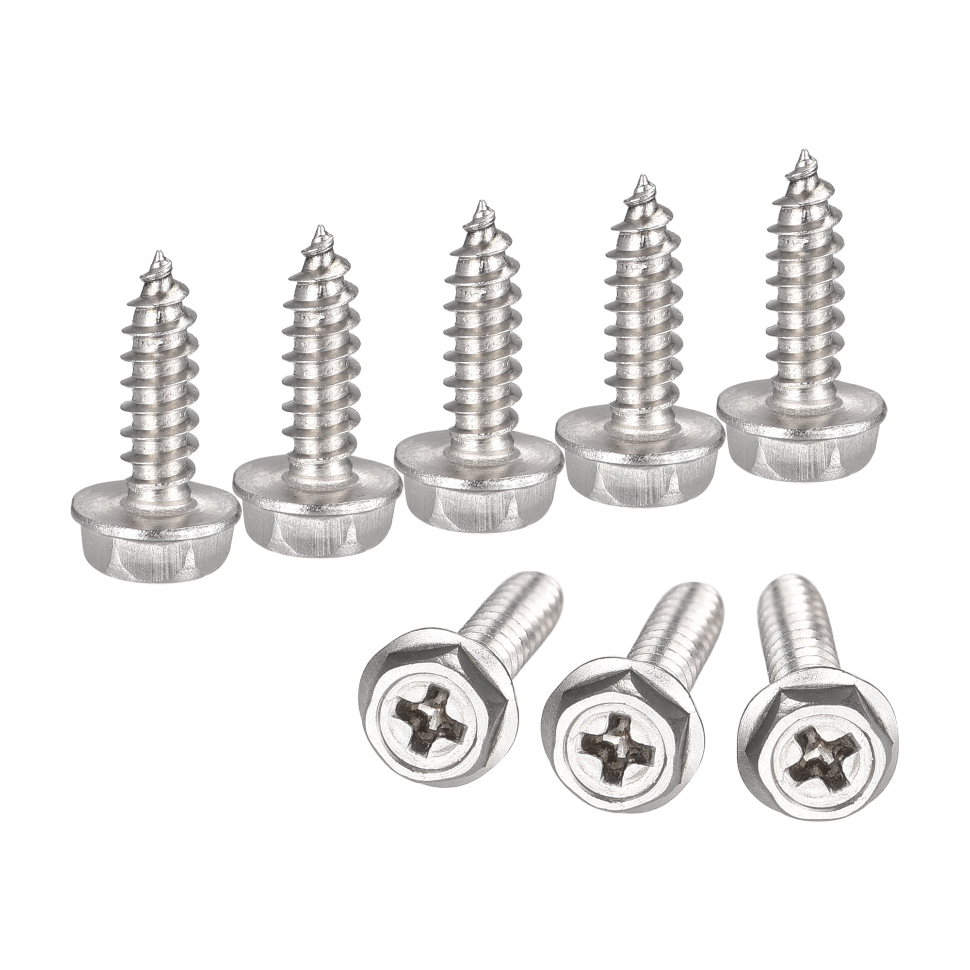 Phillips Hex Washer Self Tapping Screws, M3 x 10mm 304 Stainless Steel Hex Flange Sheet Metal Screw 100pack